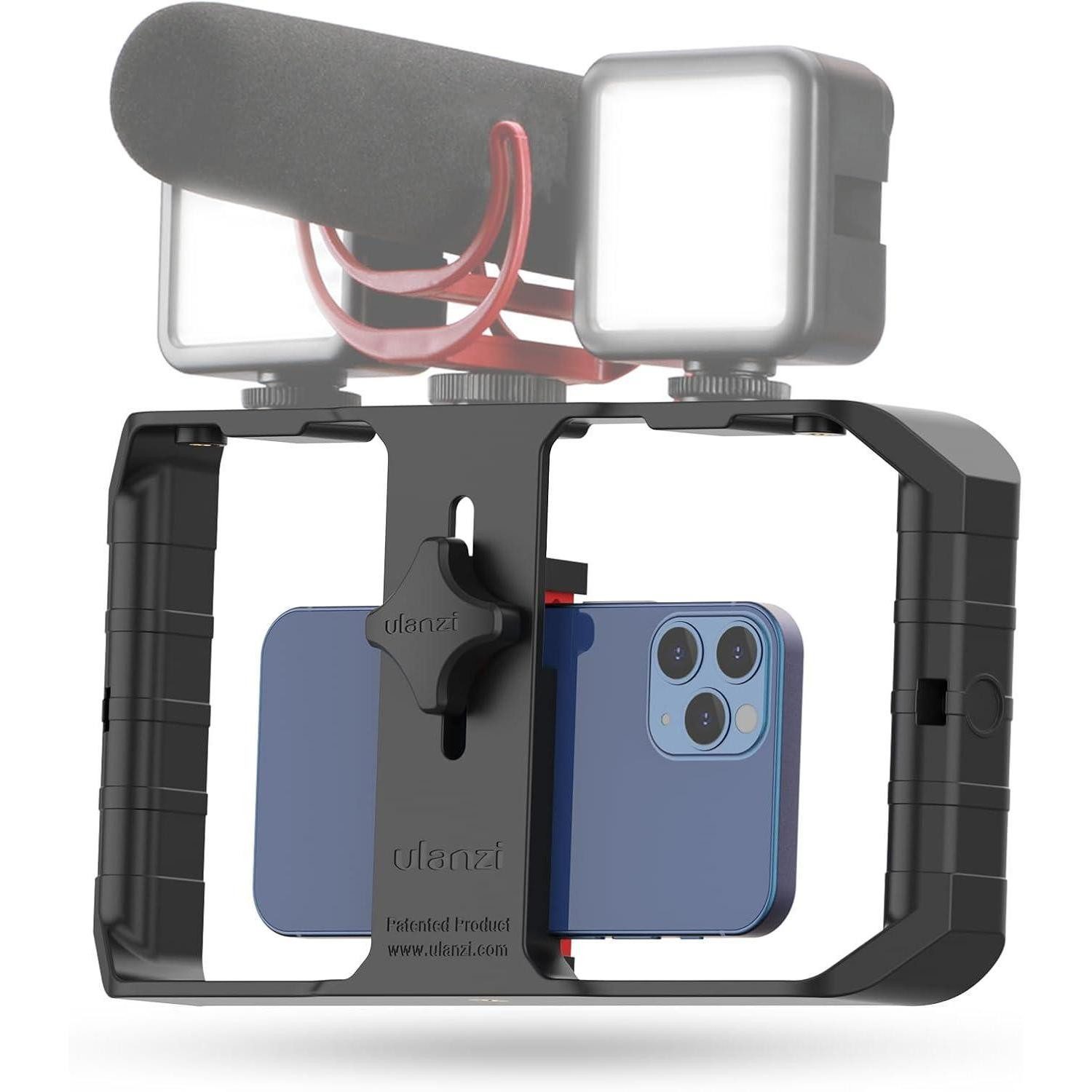 LuxusKollektion Smartphone-Halterung Smartphone Video Rig Stabilisator mit 3 Cold Shoe Mounts Halterung für