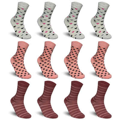 TEXEMP Basicsocken 3 bis 12 Paar Damen Socken Baumwolle Premium Strümpfe Komfortbund (12-Paar) Robust & Langlebig