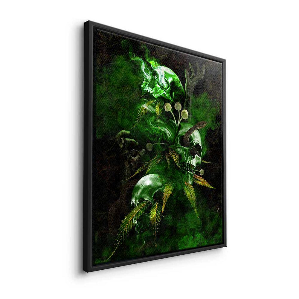 Green Art Motivation DOTCOMCANVAS® Leinwandbild Death Mindset - Leinwandbild, Premium - silberner - Rahmen Pop -