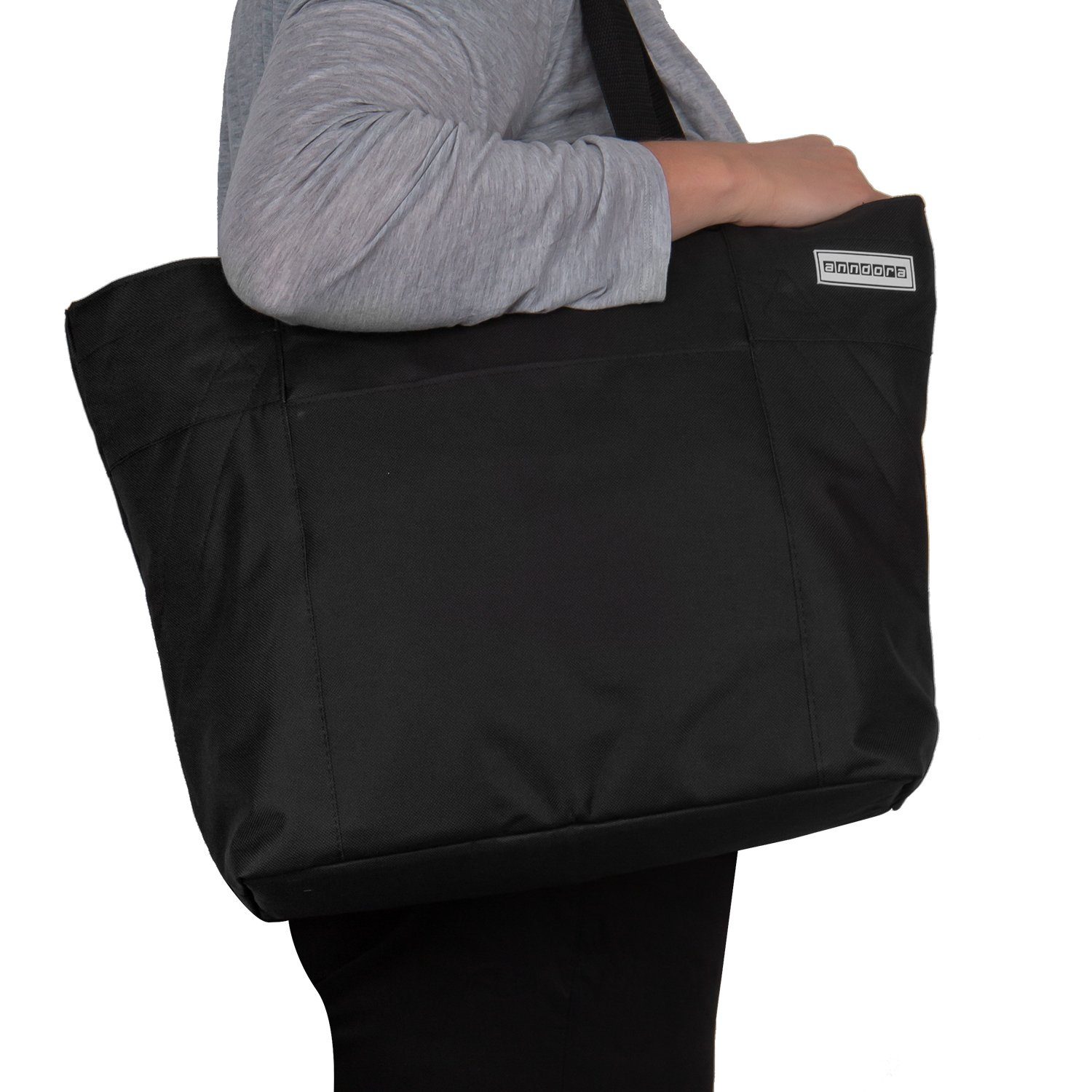 anndora Umhängetasche shopper 17 Liter Strandtasche, verstärkter Boden - Innentaschen mit Reißverschluss - wasserabweisend