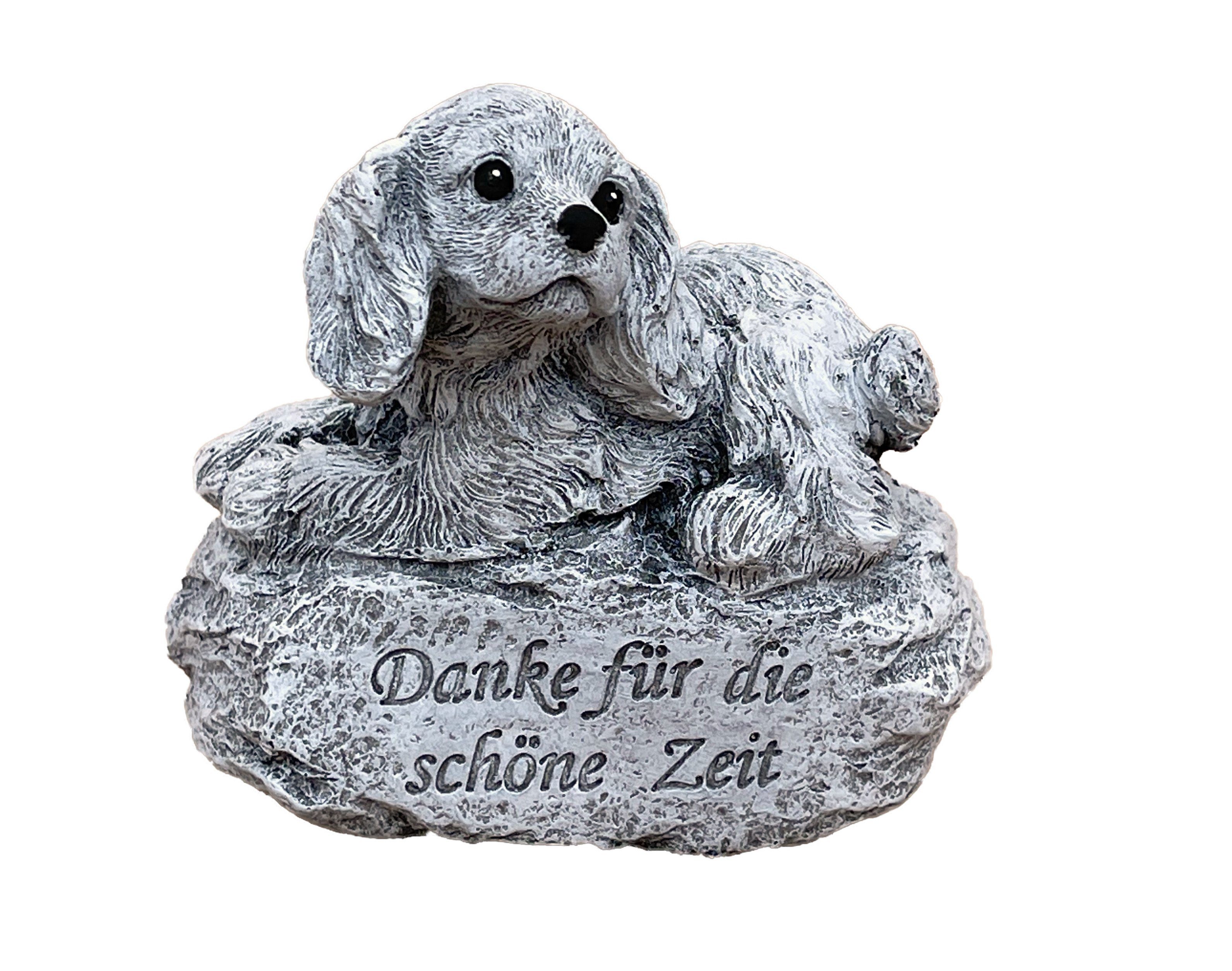 Stone and Style Gartenfigur Frostfeste Steinfigur Grabschmuck Hund "Danke für die schöne Zeit"