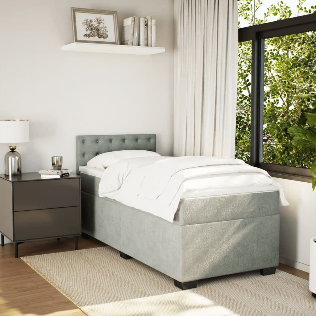 vidaXL Bett Boxspringbett mit Matratze Hellgrau günstig online kaufen