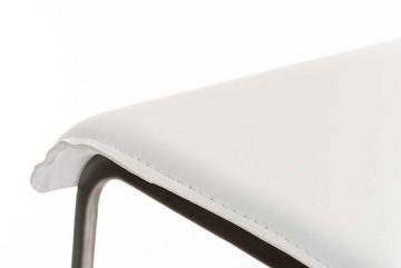 TPFLiving Barhocker Lima (Set, 2 St., mit Fußstütze - höhenverstellbar - Hocker für Theke & Küche), 360° drehbar - Edelstahl - Sitzfläche: Kunstleder Weiß