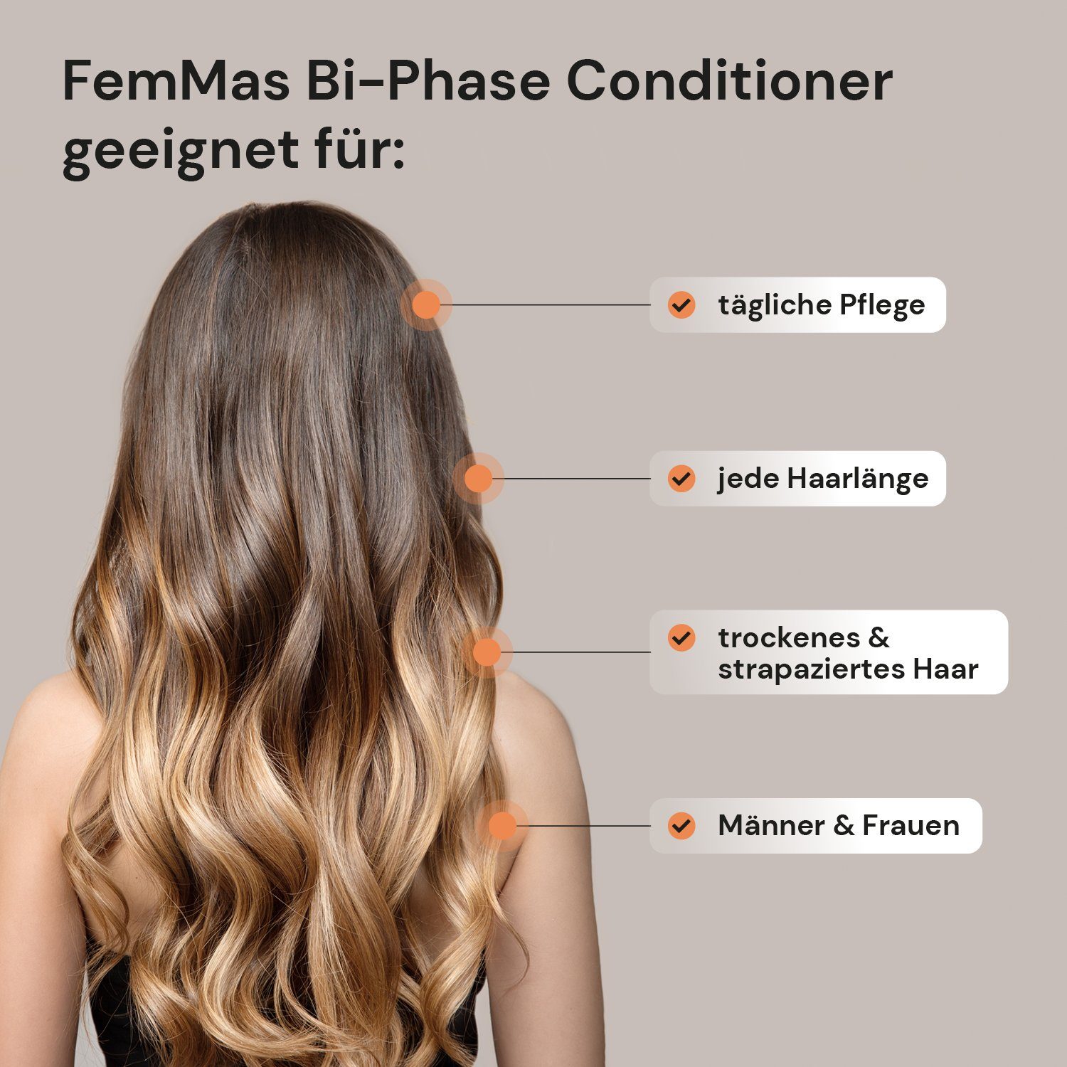 Femmas Premium Haarpflege-Spray FemMas Bi-Phase Spray Biotin 320 ml, gegen brüchiges Haar, Fördert das Haarwachstum, beugt Haarausfall vor