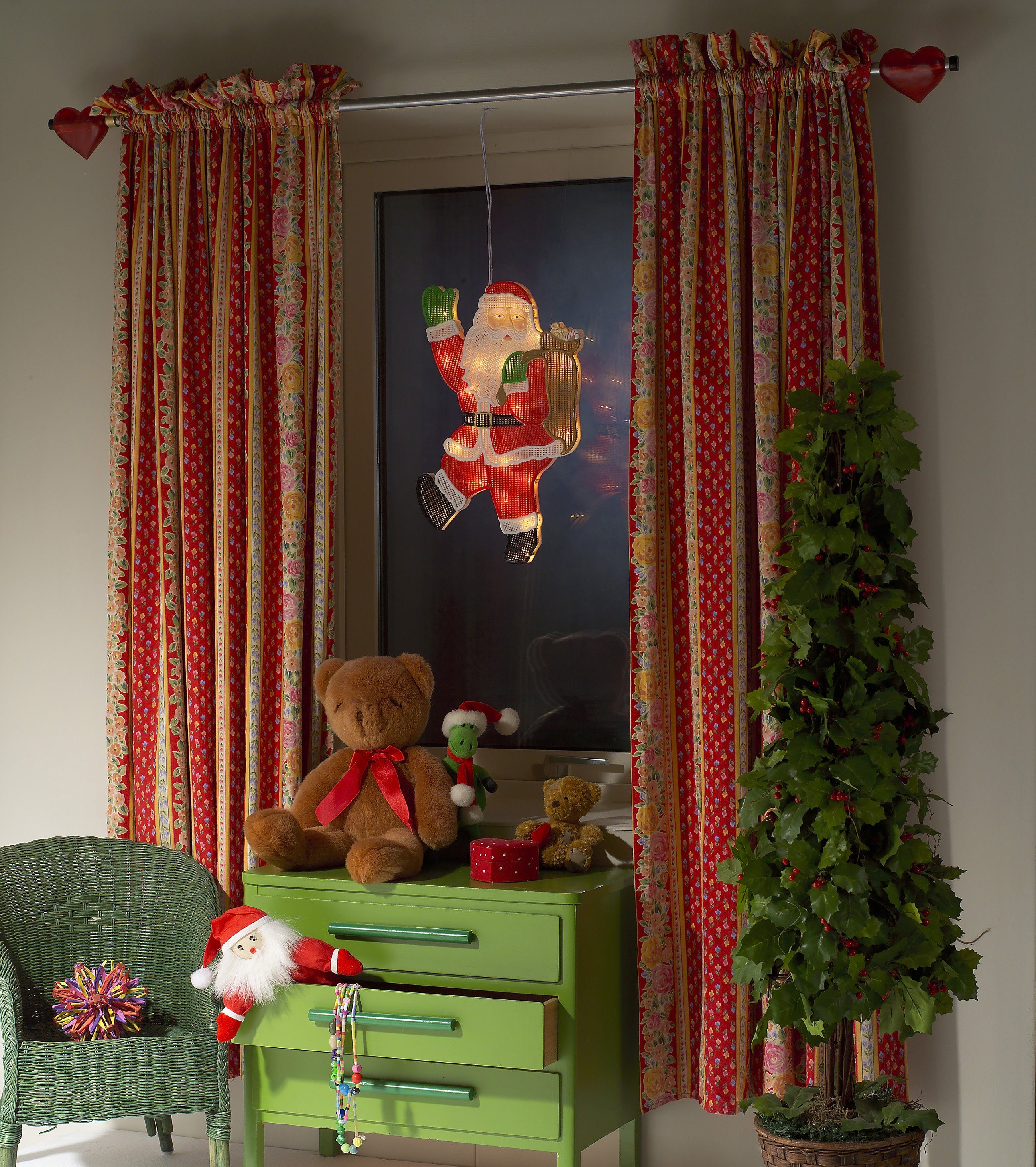 LED Fensterbild Fensterbild, Weihnachtsdeko, integriert, Warmweiß, LED Energiesparend LED-Technik Dioden, durch Weihnachtsmann, fest weiße 20 KONSTSMIDE LED warm