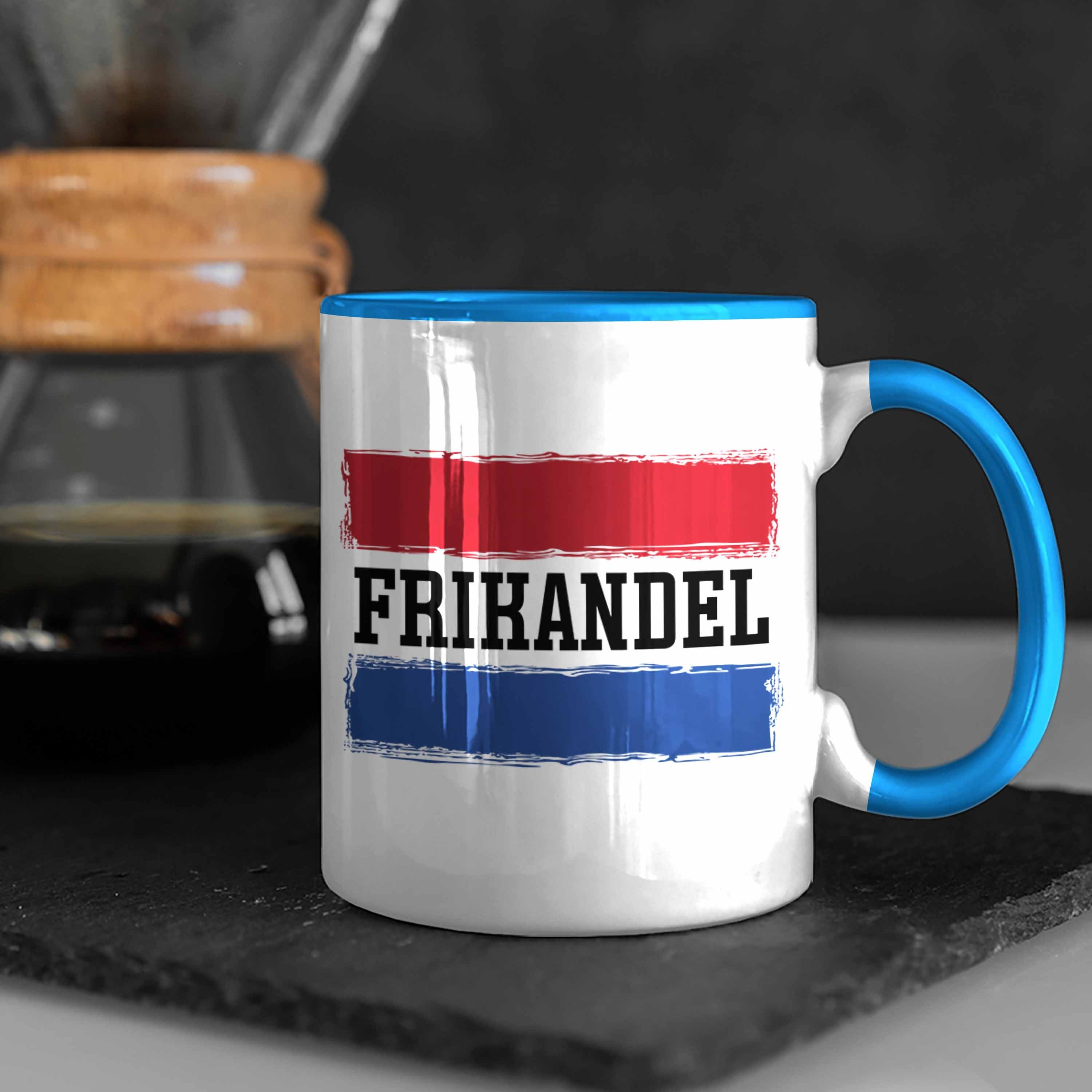 Hollan Trendation Geschenkidee Flagge Blau Holland Holländer Frikandel Tasse Tasse Geschenk