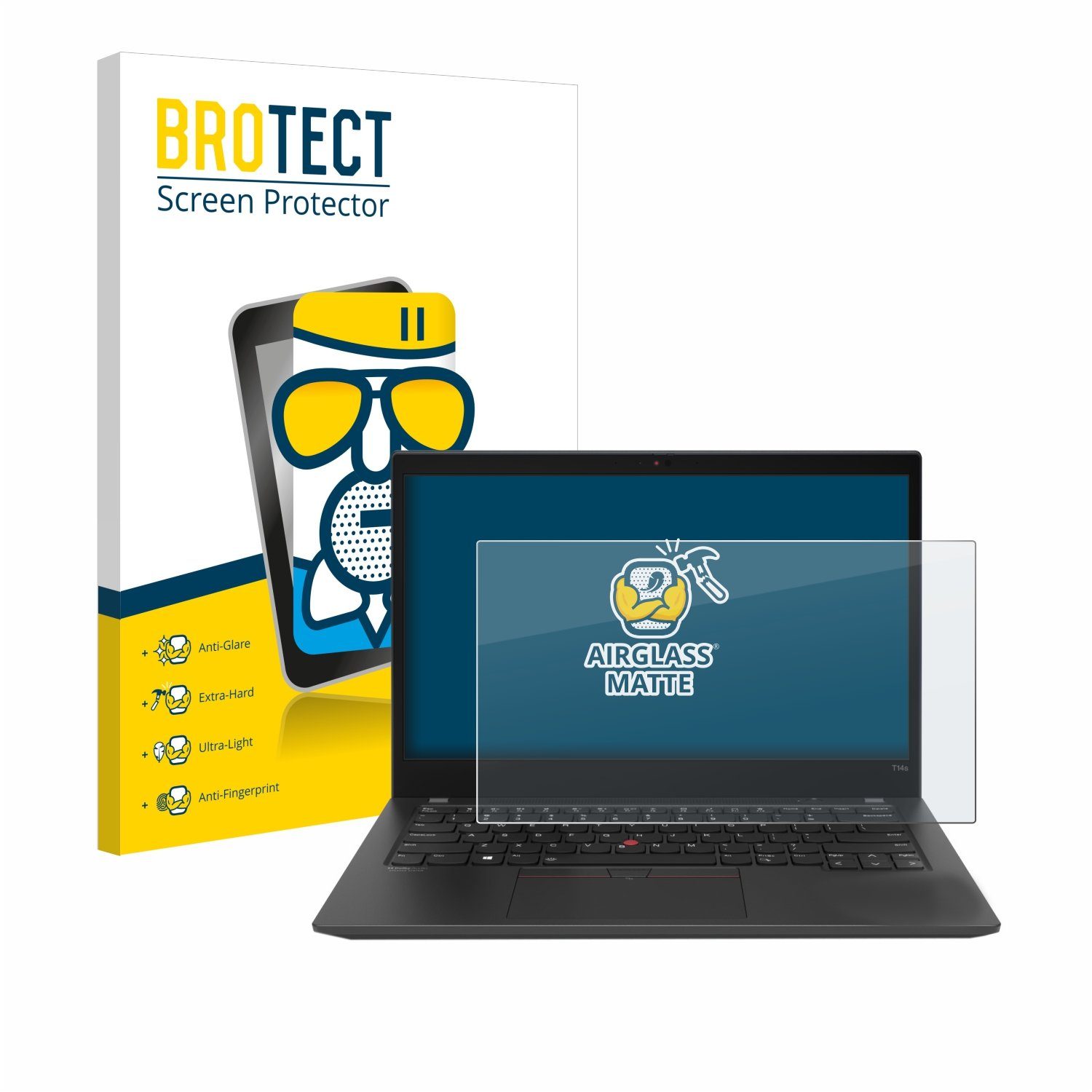 BROTECT Displayschutzglas Folie für Lenovo ThinkPad T14s Gen 2, Schutzfolie Glas Panzer Display Schutz matt