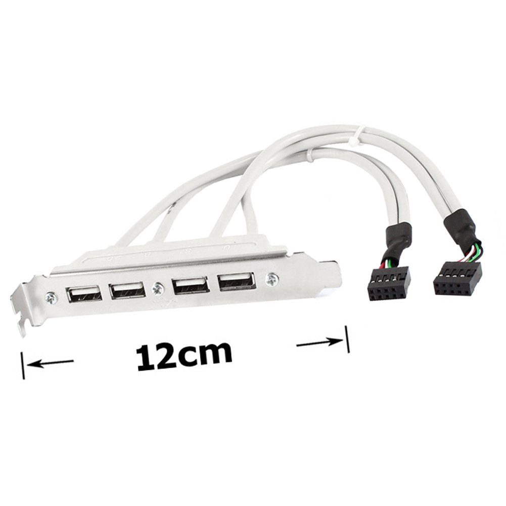 Bolwins P89 USB 9Pin zu Slotblech 4x USB 2.0 Hub Adapter für PC Mainboard Computer-Adapter USB 2.0 9-Pin Pfostenstecker (Mainboard) zu 4× USB 2.0 Typ-A Buchse, 30 cm, Slotblech-Montage, interne Mainboard-Anbindung
