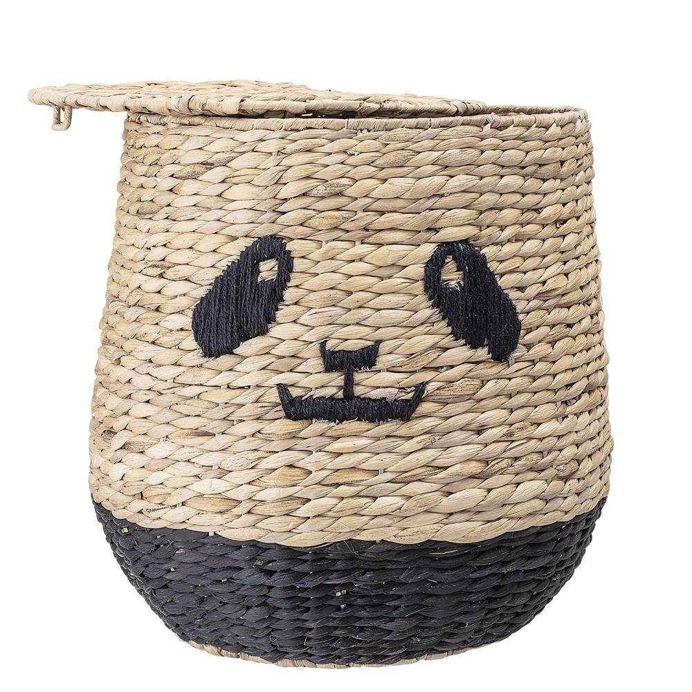 Bloomingville Aufbewahrungskorb Youl (Korb, 1 St., mit Deckel), Panda Motiv Natur Ø36cm Wasserhyazinthe Dänisches Design