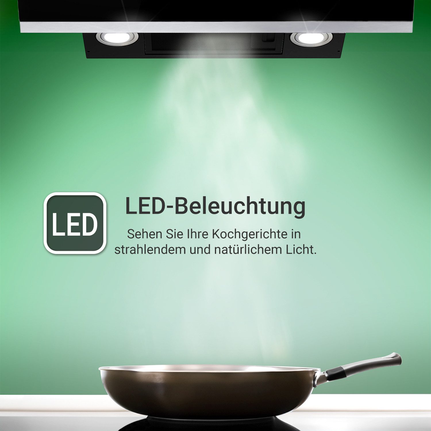 KKT KOLBE Wandhaube Dunstabzugshaube 60cm HERMES6005S Kopffreihaube / 60cm / Edelstahl / schwarzes Glas / LED / Sensortasten – Bild 5 von 5