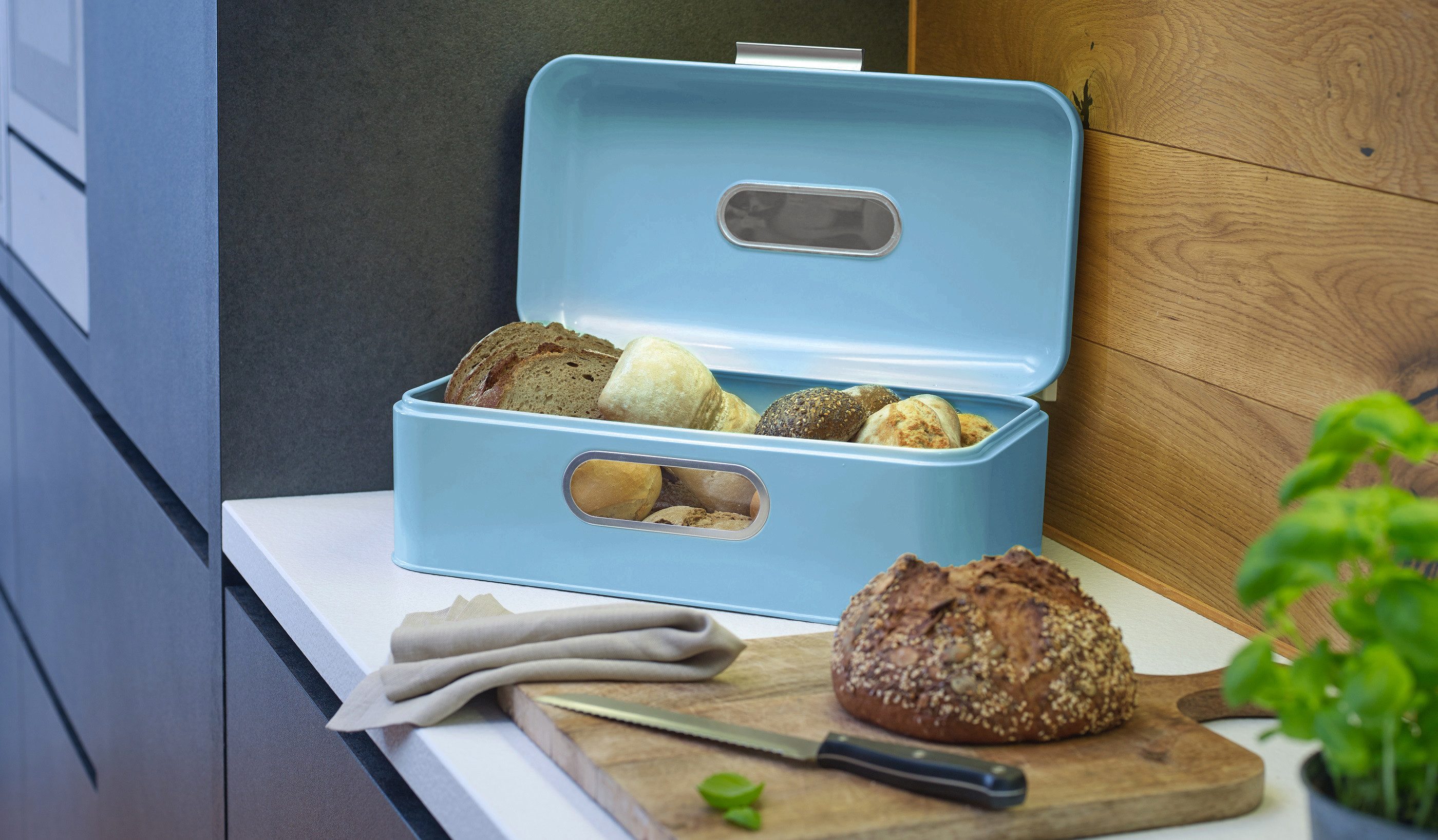 ECHTWERK Brotkasten Retro-Brotbox aus Metall "big", Metall, (1-tlg), Brotbehälter im Retro-Design, 2 praktische Sichtfenster