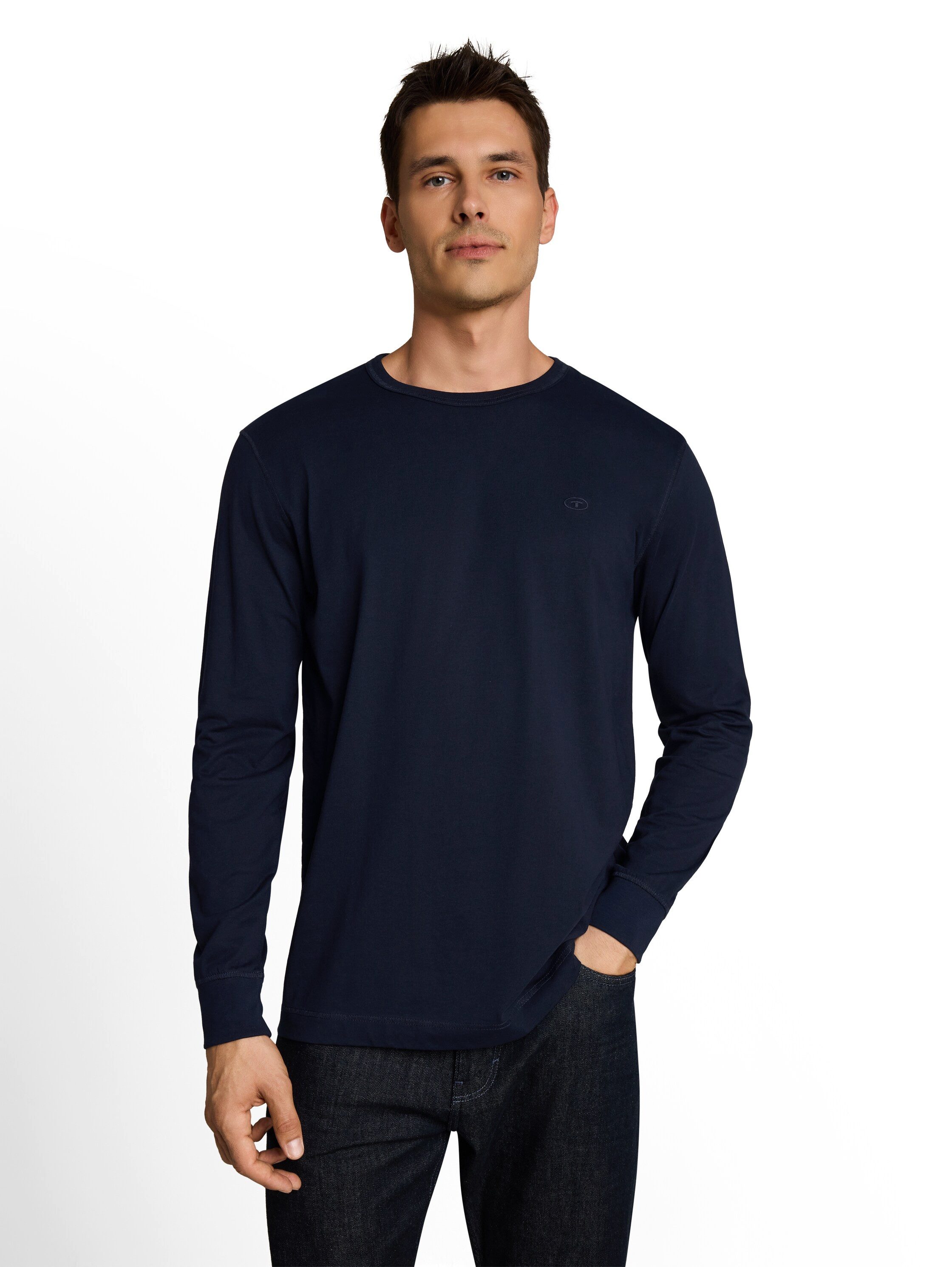 TOM TAILOR Langarmshirt mit Logo Stickerei