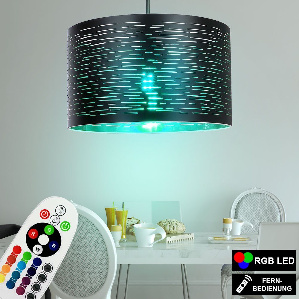 etc-shop LED Pendelleuchte, Leuchtmittel inklusive, Warmweiß, Farbwechsel, Hänge Pendel Leuchte Muster Wohn Zimmer Decken Lampe GOLD