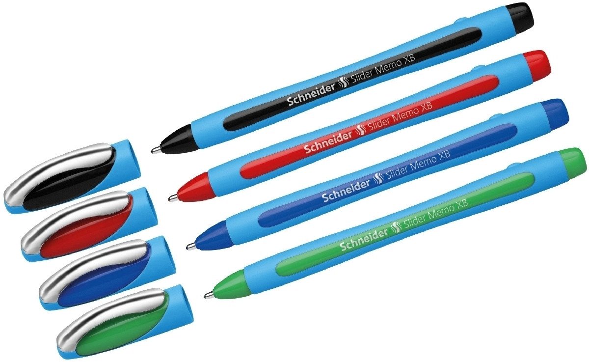 SCHNEIDER Ручки Ручки Slider Memo XB Blisterkarte VE=4 Stück (schwarz/rot/bla