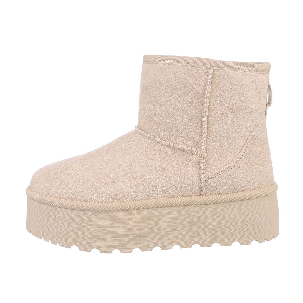 Ital-Design Damen Snowboots Freizeit Snowboots Flach Plateaustiefeletten in Beige