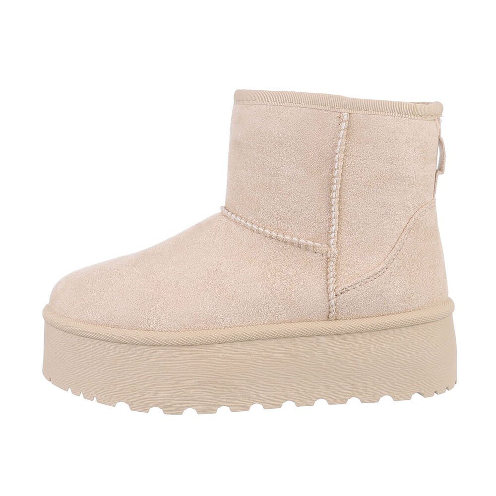 Ital-Design Bequemer Schaftschuh für Damen – stilvoll und warm Snowboots (84206806) Flach Plateaustiefeletten in Beige
