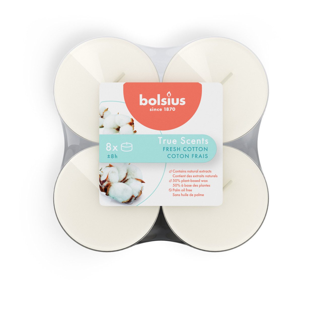 Bolsius Teelicht Bolsius Maxi-Lichte 8 Stunden 8er Pack True Scents