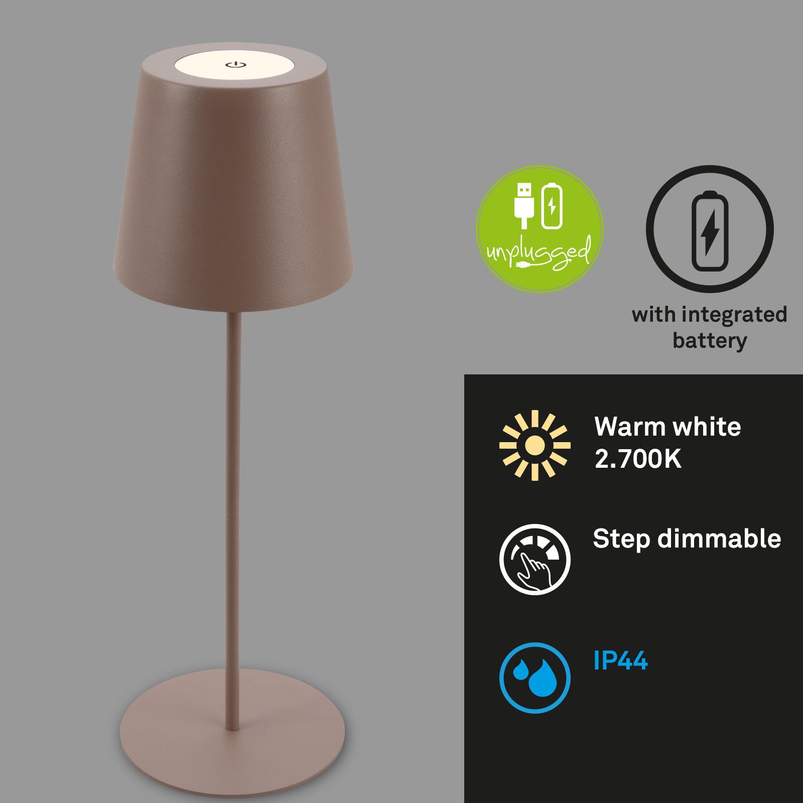 Briloner Leuchten LED Außen-Tischleuchte Coloris, LED fest integriert – Bild 3 von 5