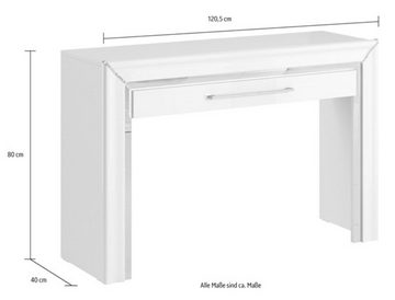 Helvetia Schminkschrank Ahlen (Ahlen, 1-St., Schminktisch) 120x40x80cm weiß Hochglanz Silber Spiegelfolie