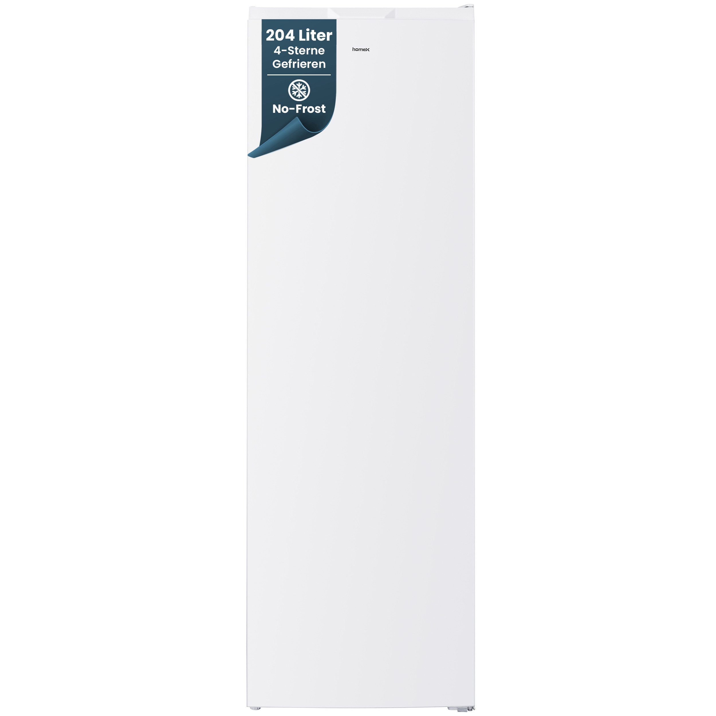 homeX Gefrierschrank FSN2041E-W, 170.5 cm hoch, 54 cm breit, No Frost, 204 Liter, Tiefkühlschrank groß, Freezer, 4-Sterne Gefrieren