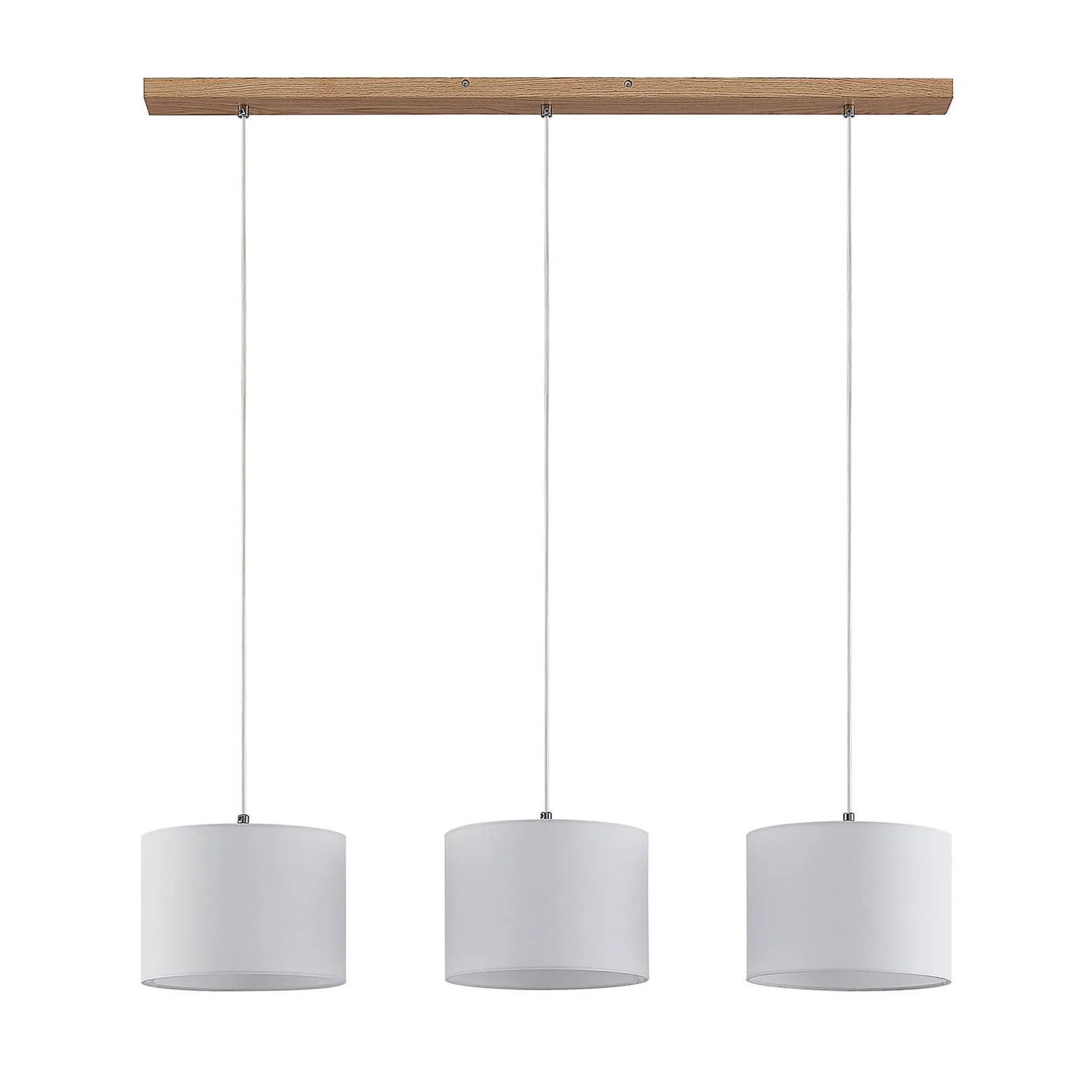 Lindby Pendelleuchte, Modernes Holzdesign, 3-flammig und dimmbar für gemütliches Licht.