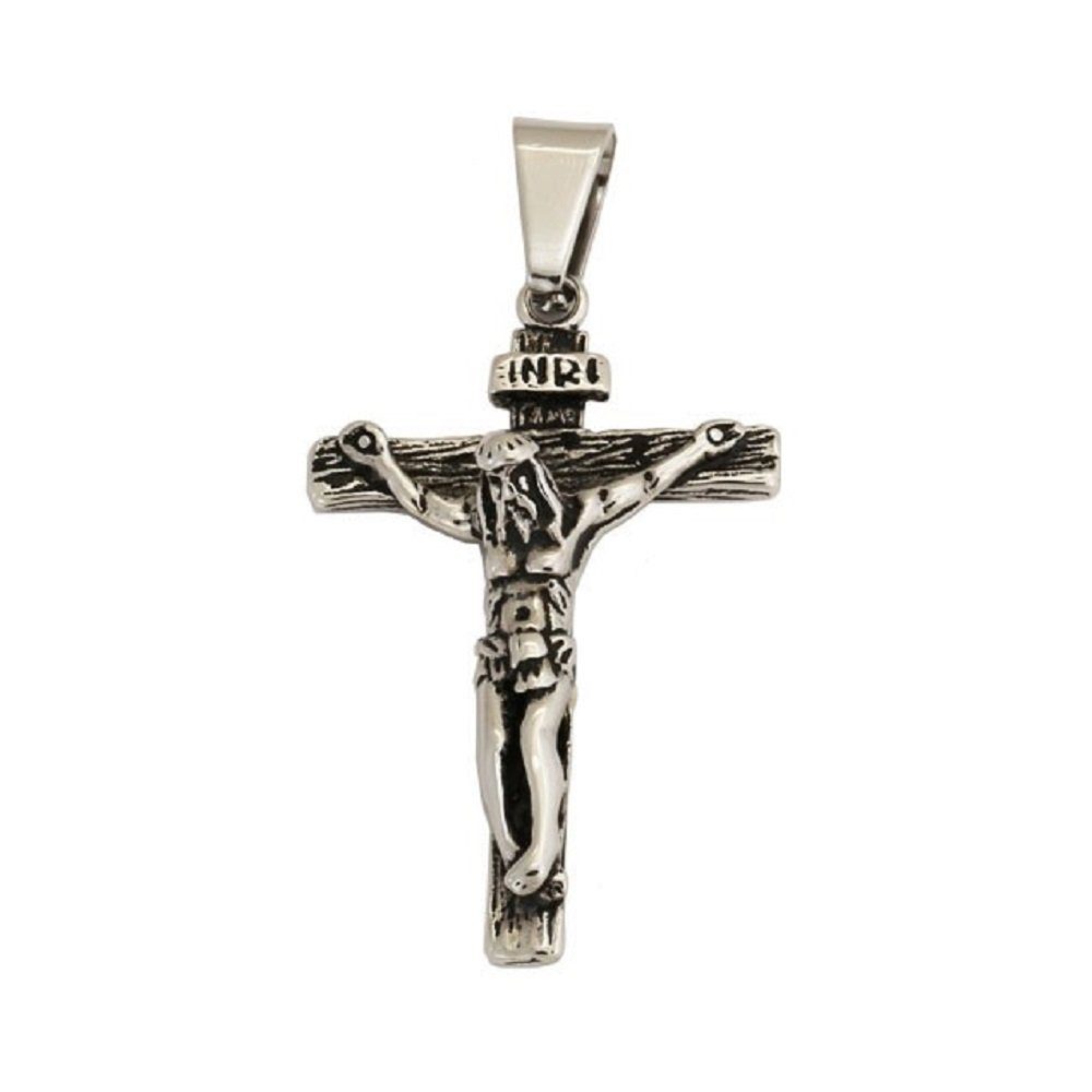 BUNGSA Anhänger Set Anhänger Jesus am Kreuz aus Edelstahl Unisex (1-tlg), Pendant Halsketten