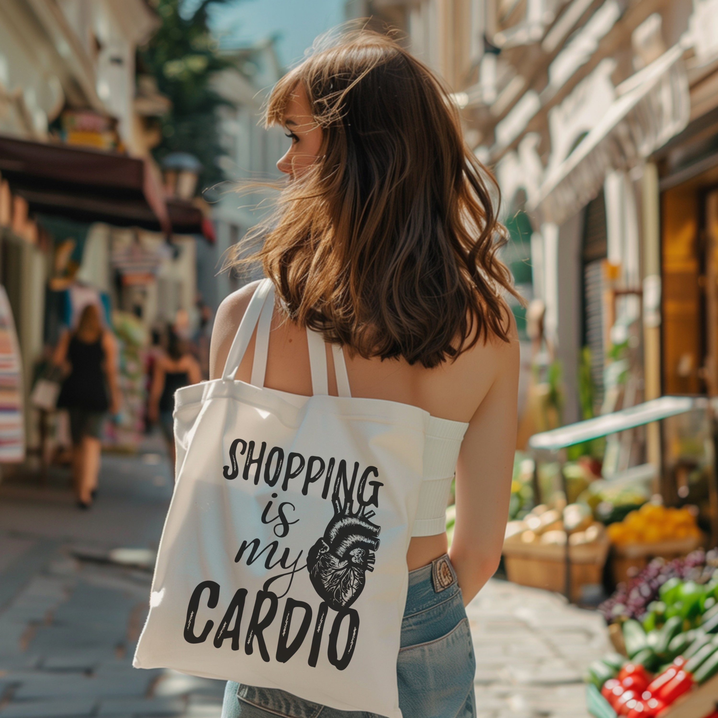 PhotoFancy Tragetasche mit Spruch 'Shopping is my Cardio' - Stoffbeutel, mit lustigem Spruch