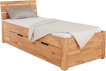 TaBoLe Möbel Massivholzbett Ema, inkl. Bettschubladen auf Rollen, viel Stauraum, hohe Stabilität