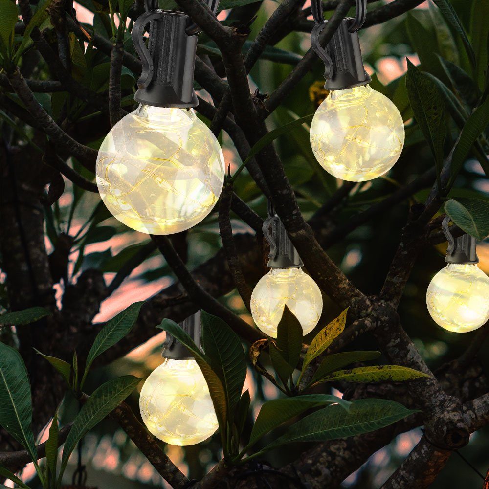 Edison Dekolicht, Außenlichterkette fest LED-Leuchtmittel lights etc-shop Birnen verbaut, Garten LED Warmweiß, Fairy klar Lichterkette