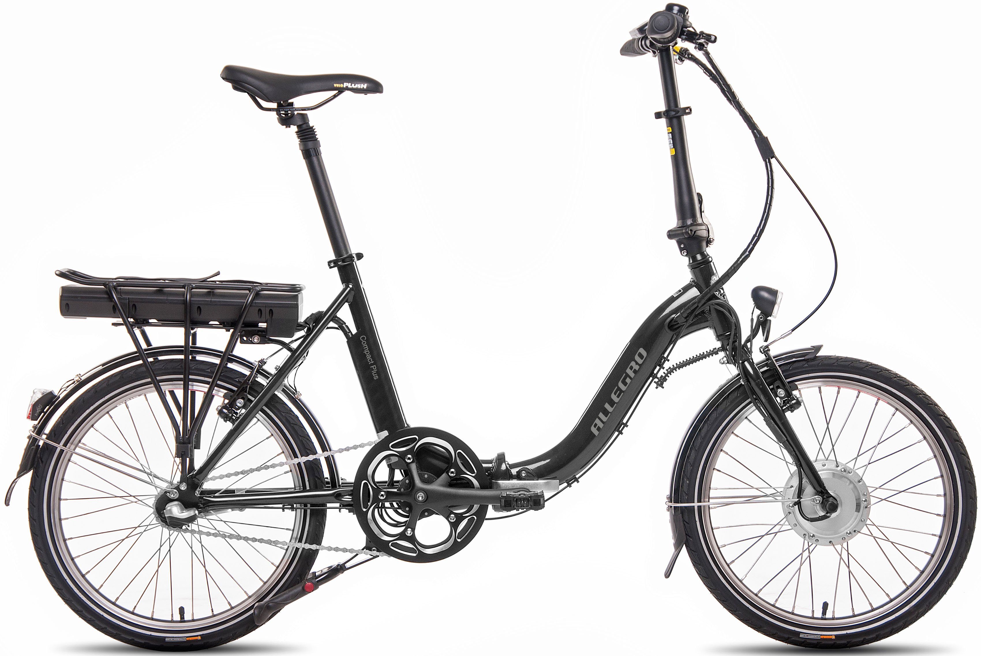 ALLEGRO E-Bike »Compact 3 Plus 374 Black«, 3 Gang Shimano, Nabenschaltung,  Heckmotor 250 W