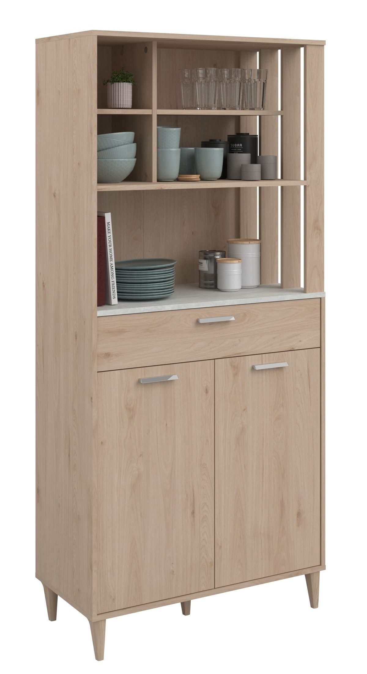 Parisot Mehrzweckschrank-Set Gala 1, (2-teilig), (2-teilig) Jackson Eiche Dekor, Beton Optik, Buffet + Beistellschrank
