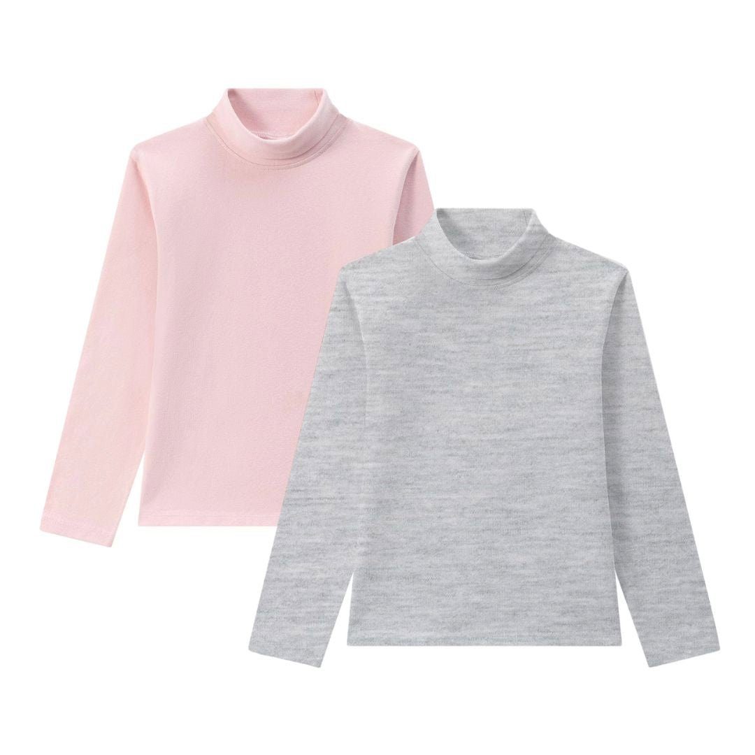 suebidou Longsleeve 2 Pack Mädchen für Longsleeve T-Shirt rosa Set Kragen mit grau