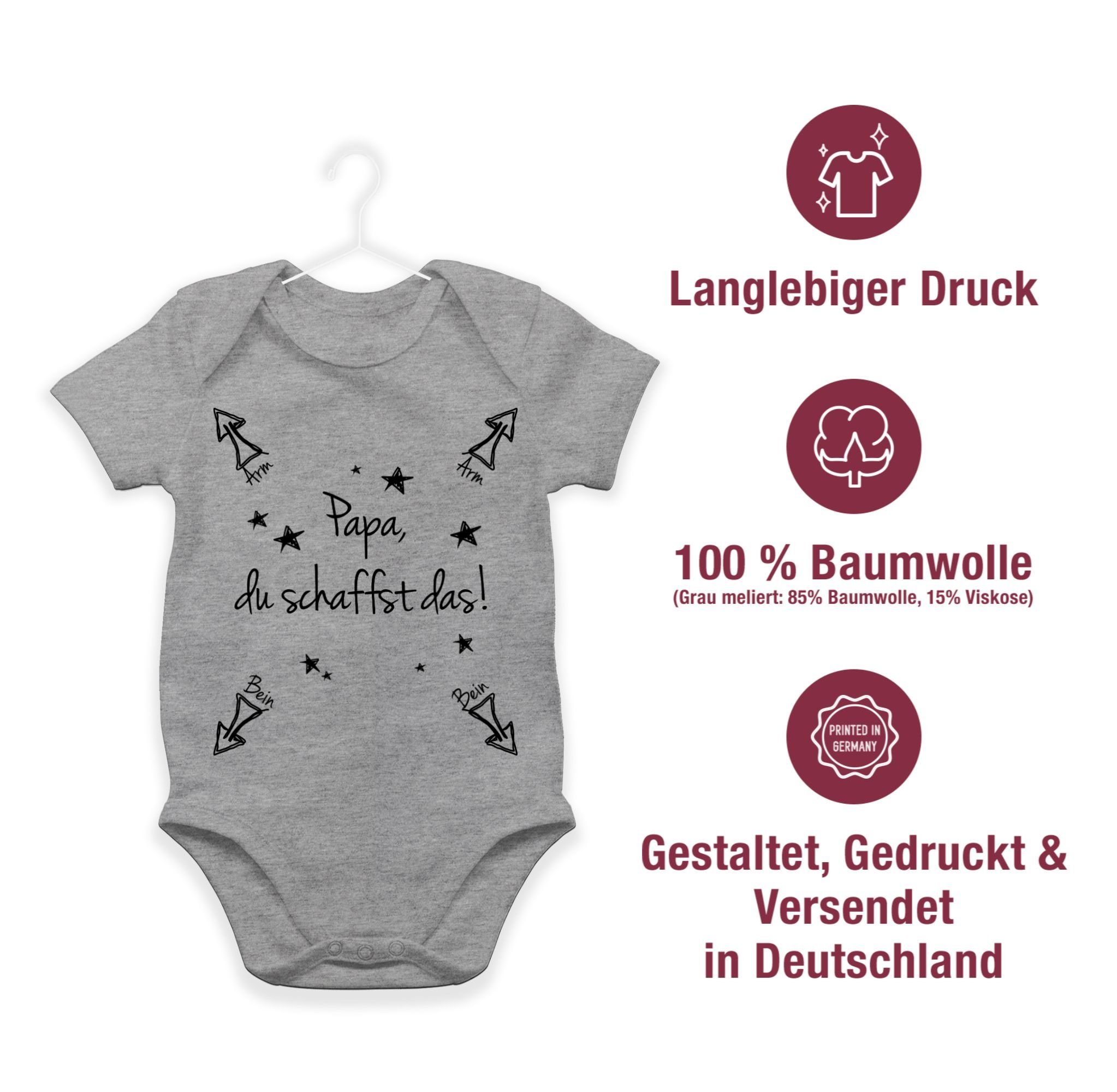 3 Strampler das du Papa schaffst Shirtracer Mädchen Baby Shirtbody meliert Grau & Junge