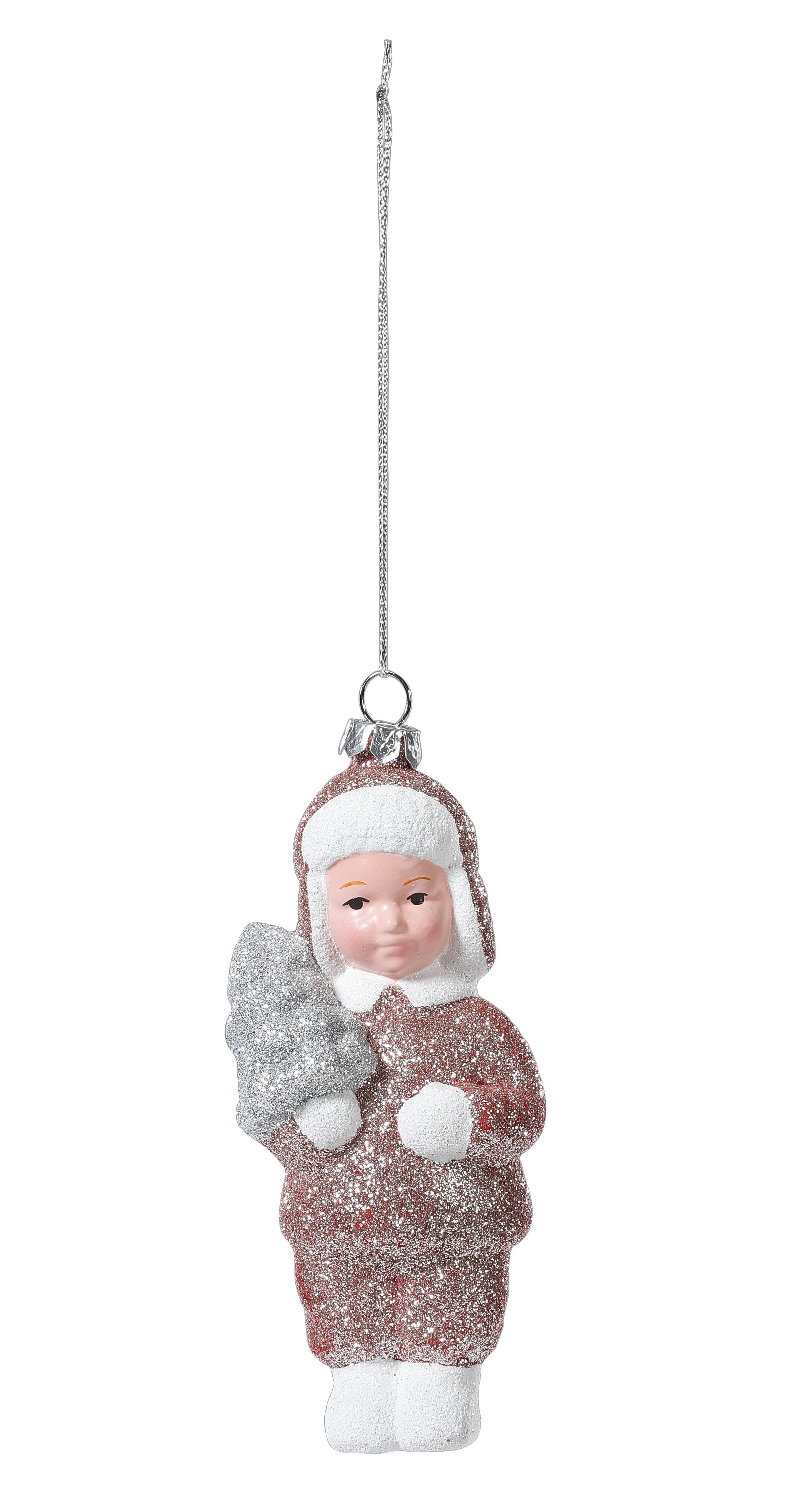 MAGIC by Inge Christbaumschmuck, Christbaumschmuck Junge mit Tannenbaum Kunststoff 13cm altrosa