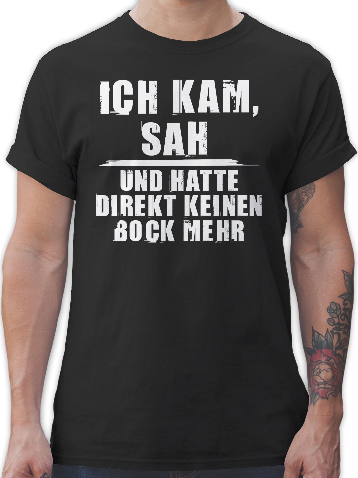 Shirtracer TShirt Ich kam sah keinen Bock mehr Sprüche Statement mit