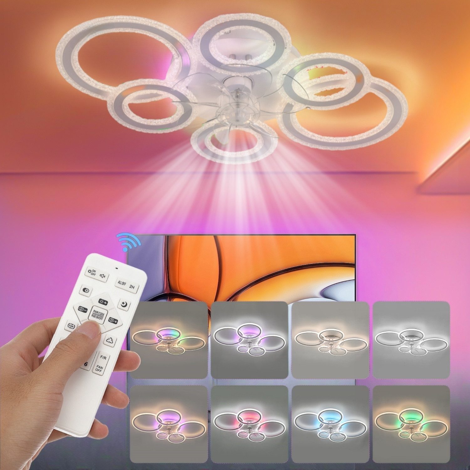 LETGOSPT Deckenleuchte Deckenleuchte mit Ventilator 72W günstig online kaufen