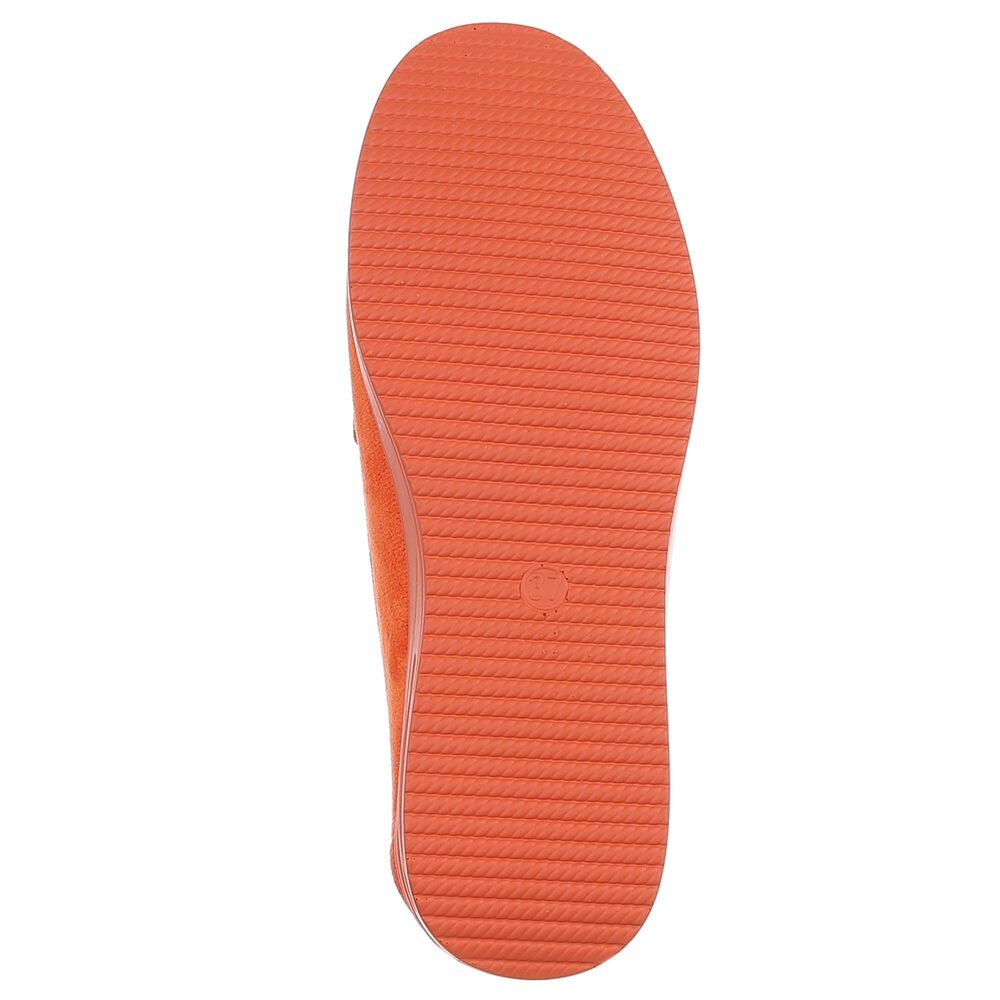 Ital-Design Eleganter Fransen-Schuh für Damen mit hohem Tragekomfort Slipper (91409683) Keilabsatz/Wedge Mokassins in Orange