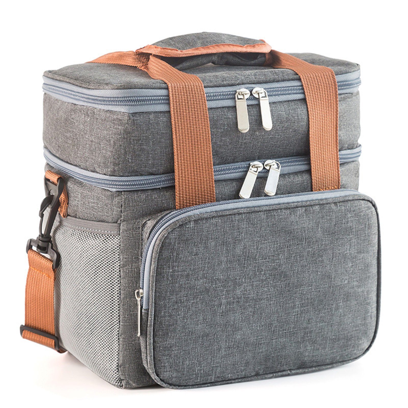 Blusmart Picknicktasche Tragbare Messenger-Doppelschicht-Picknicktasche, Einfach Zu Tragen grey