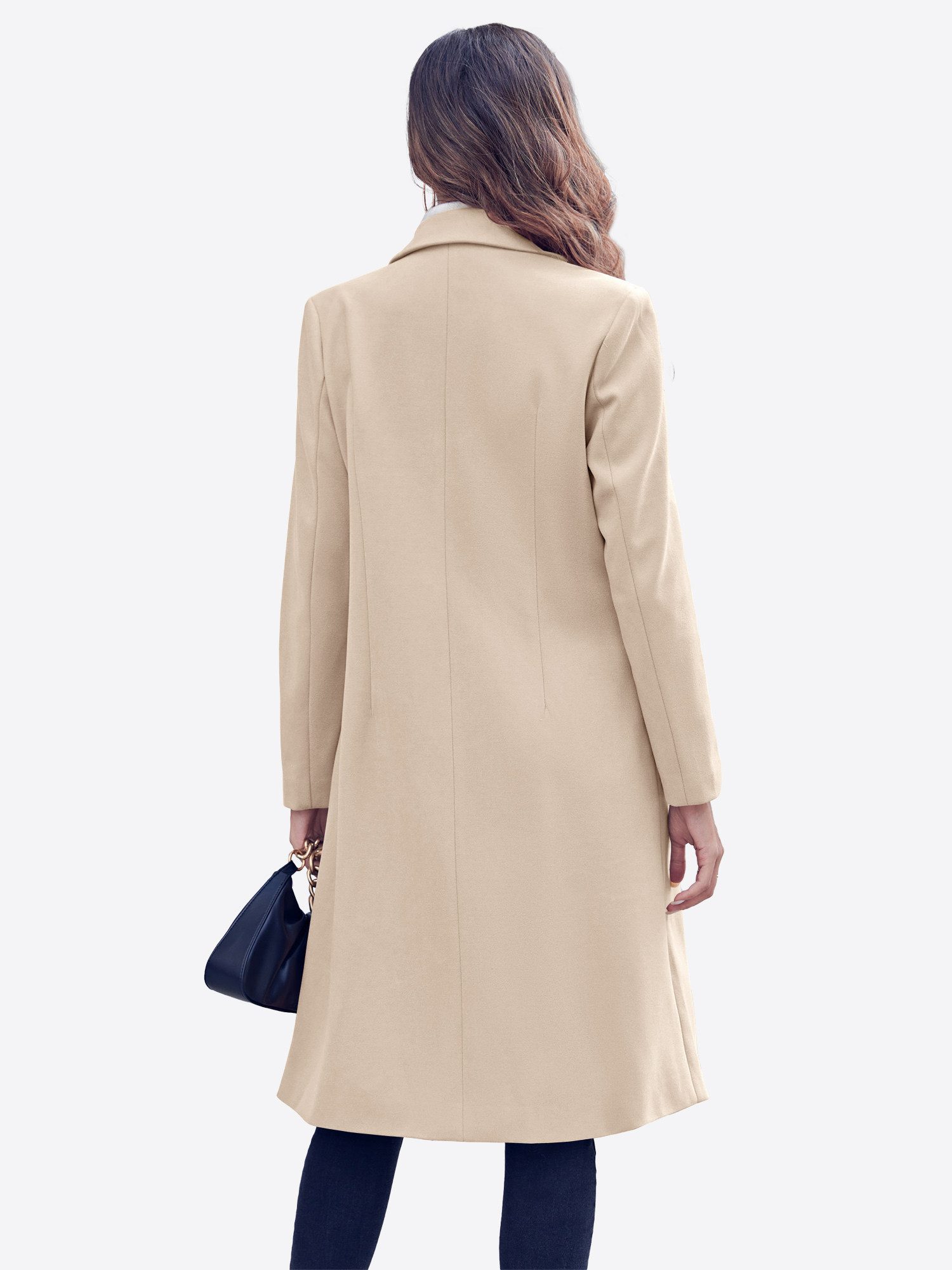 Imily Bela Langmantel Damen Zweireihiger Long Coat Mit Reverskragen (Packun günstig online kaufen