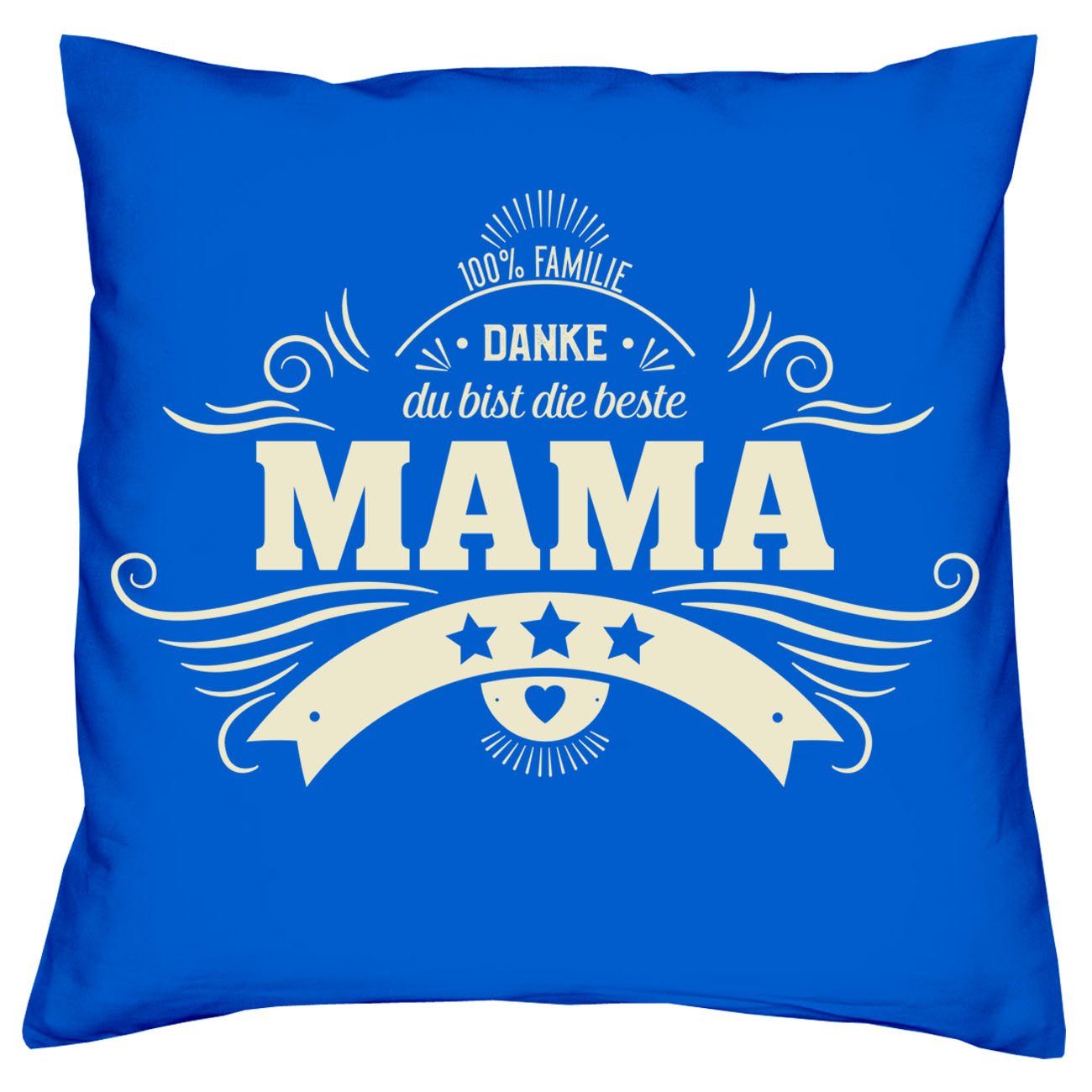 Soreso® Dekokissen Kissen Danke Mama & Urkunde, Geschenke Weihnachten Geburtstag Muttertag royal-blau