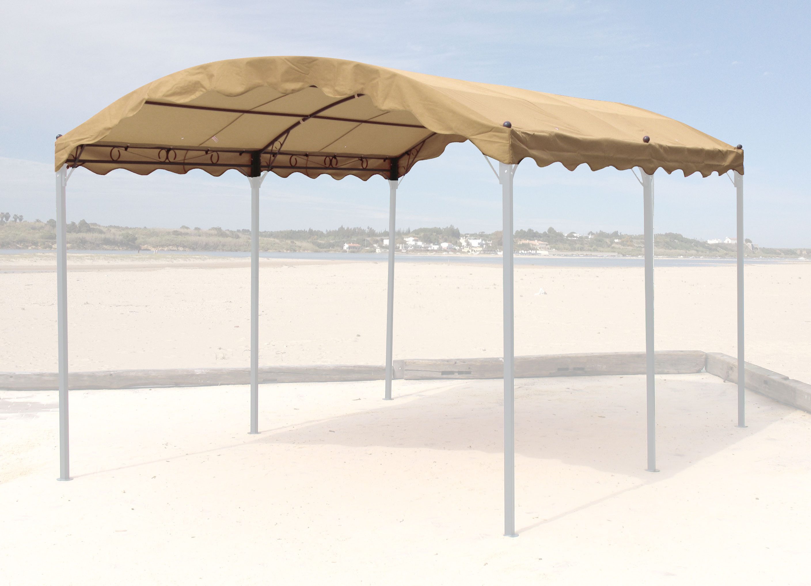 Quick Star Pavillon-Ersatzdach Ersatzdach Bogenpergola, 260 g/m², 400 x 300 cm (Beige, 3 x 4 m), Ösen im Außenrandbereich, um Wassersackbildungen zu vermeiden