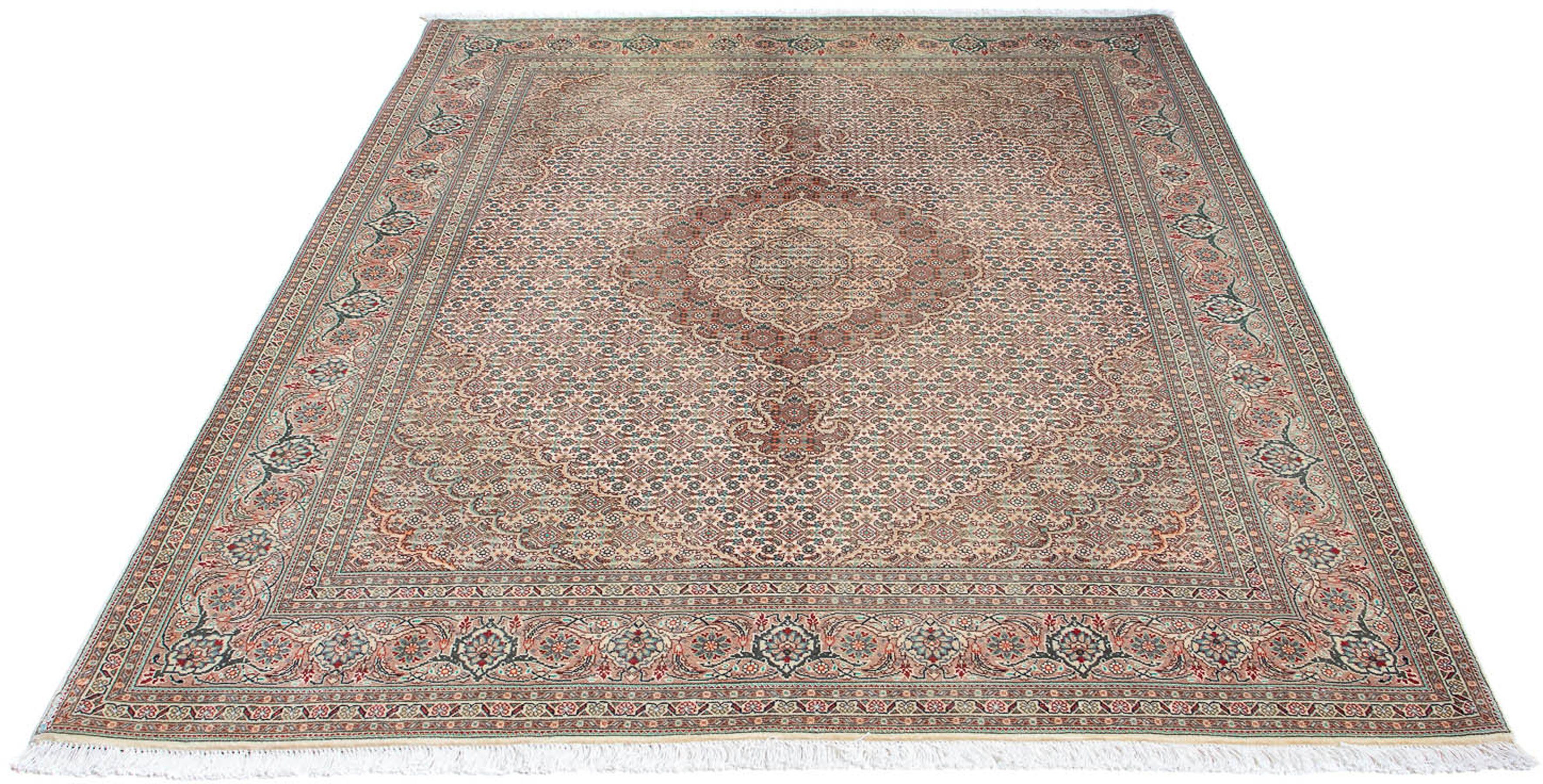 Orientteppich Perser - Täbriz - 195 x 149 cm - beige, morgenland, rechteckig, Höhe: 10 mm, Wohnzimmer, Handgeknüpft, Einzelstück mit Zertifikat | Kurzflor-Teppiche