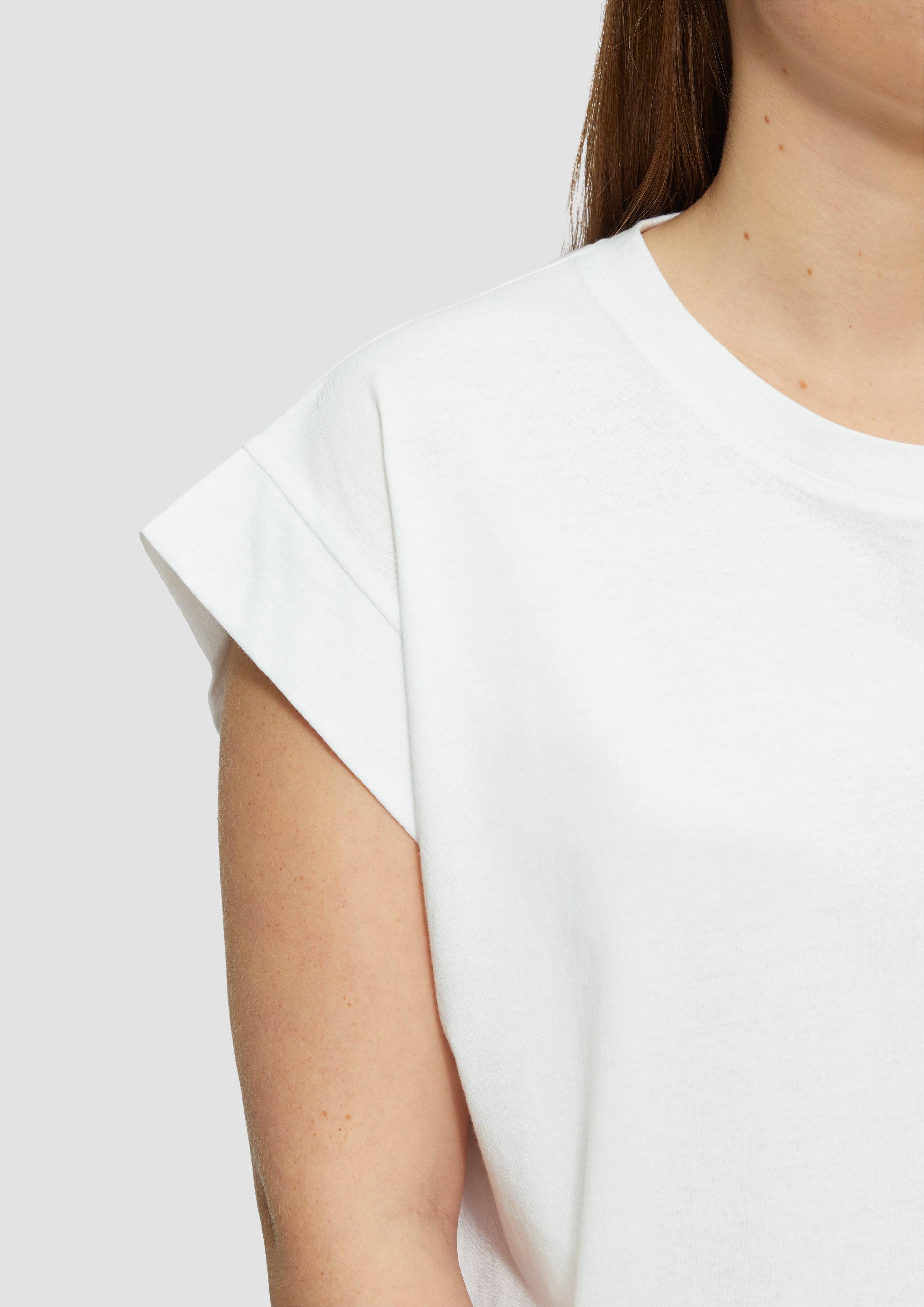 QS Kurzarmshirt Baumwollshirt mit Schulterdetail Insert günstig online kaufen