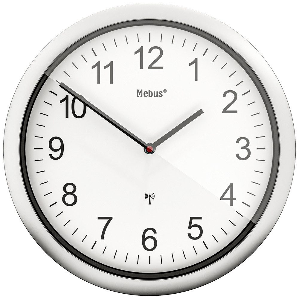 Mebus Wanduhr Mebus 19809 Funk Wanduhr 25 cm x 4 cm Silber Leisegang-Uhrwer günstig online kaufen
