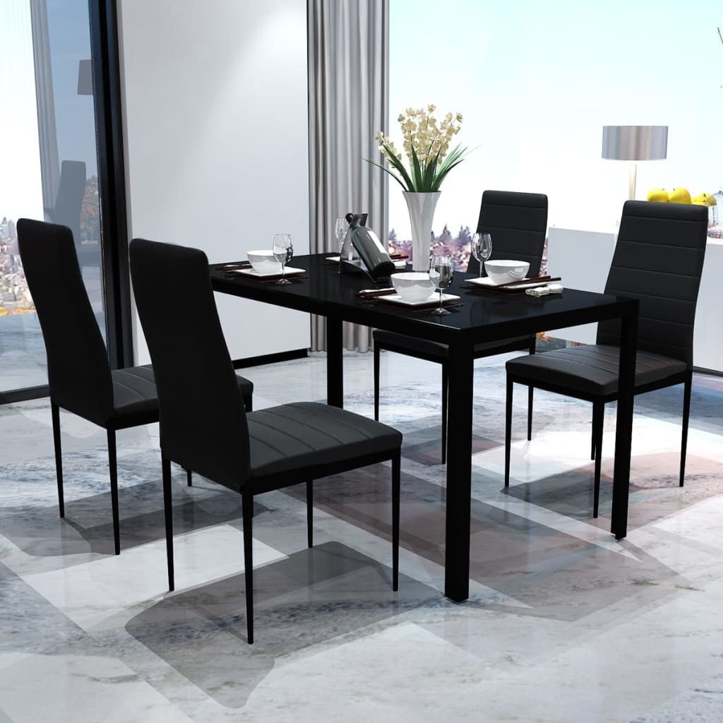vidaXL Sitzgruppe 5tlg Esstisch Set Schwarz 105x60 cm