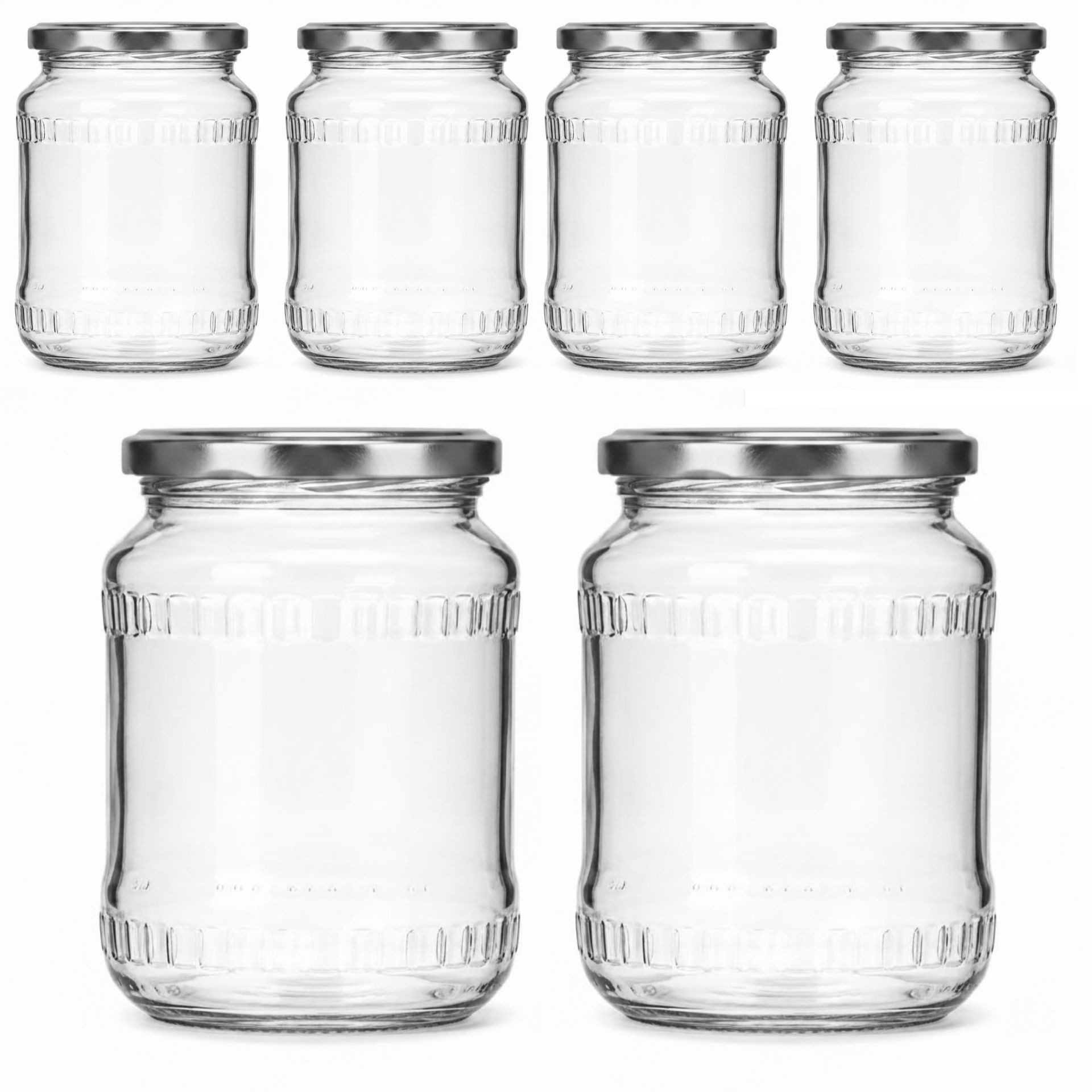 mikken Einmachglas 720ml mit Relief große Einkochgläser Gurkengläser Vorratsgläser, (Set, 6-tlg), luftdicht, zum pasteurisieren geeignet, Einweckglas, Sturzglas