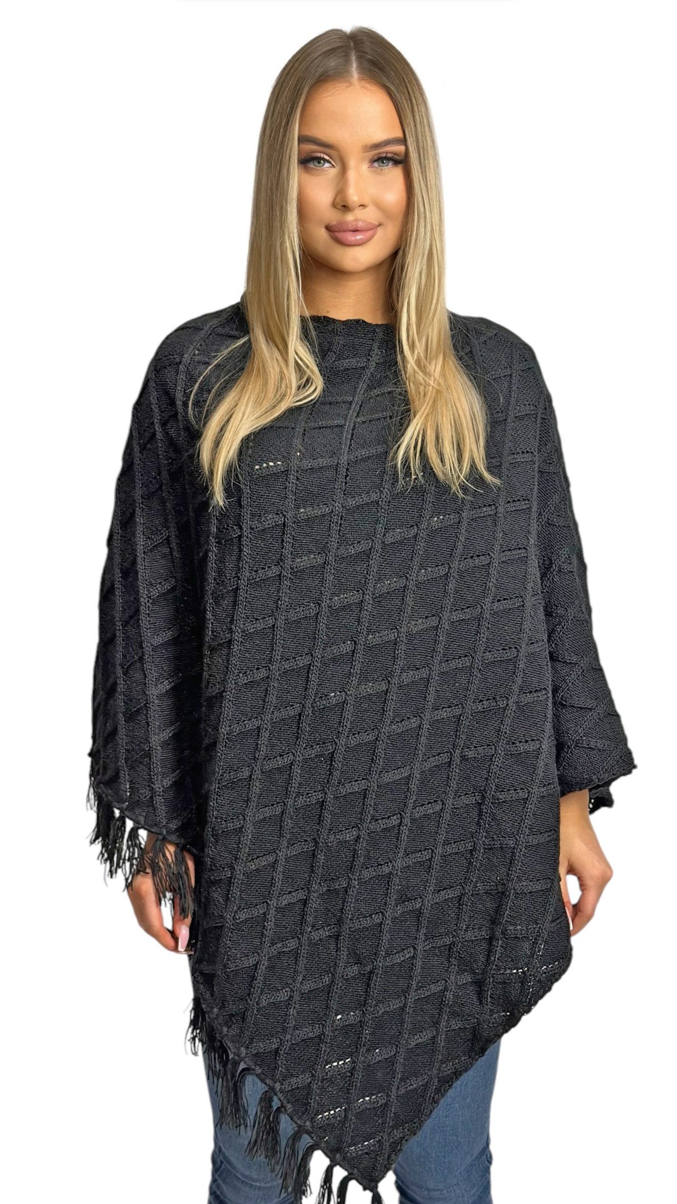 Mississhop Strickponcho Damen Poncho Cape Überwurf günstig online kaufen