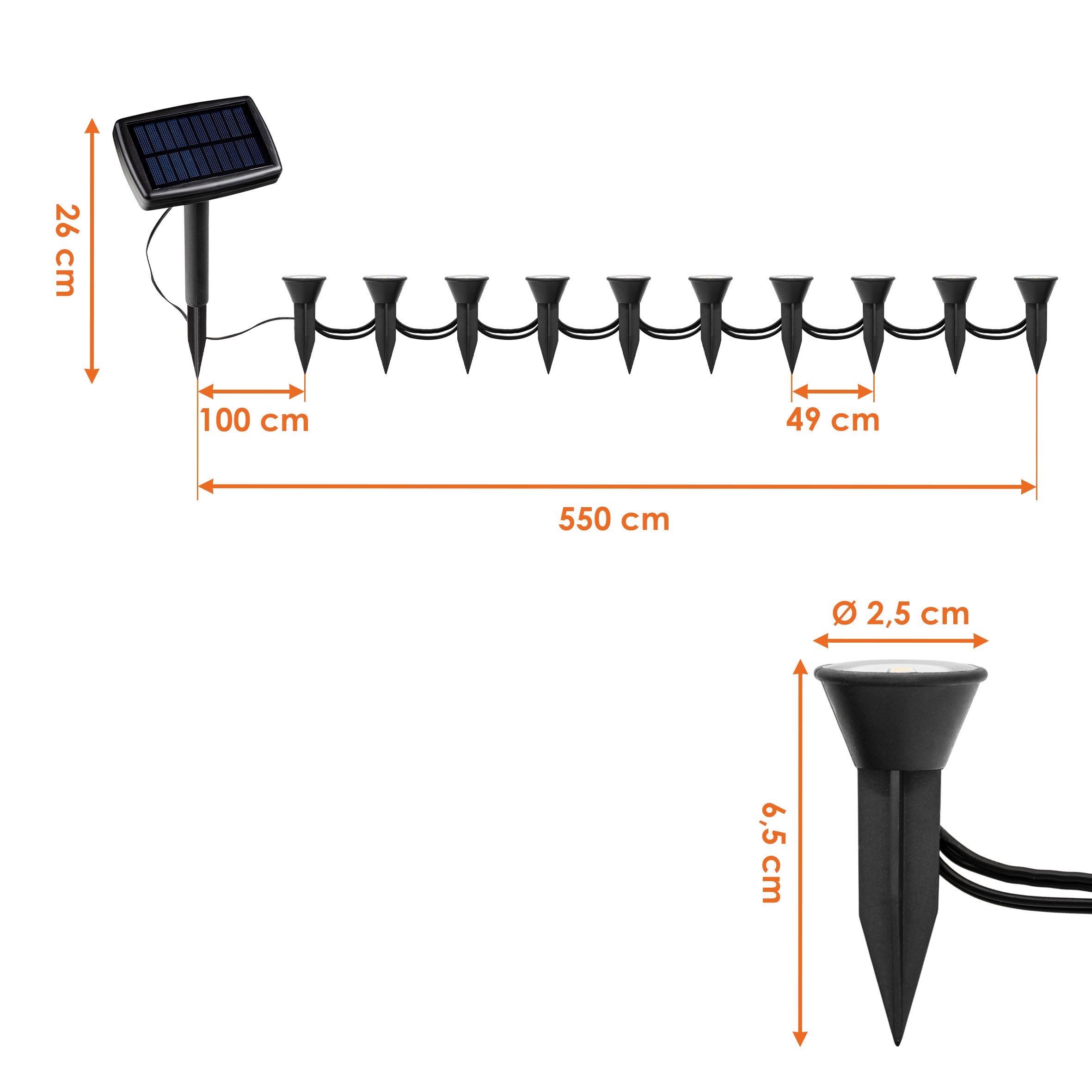 Spetebo LED Solarleuchte LED Solar Pflanzenstrahler klein - 10er Set, Ein-/Ausschalter, LED fest verbaut, warm weiß, Mini Garten Strahler Deko Beleuchtung für außen