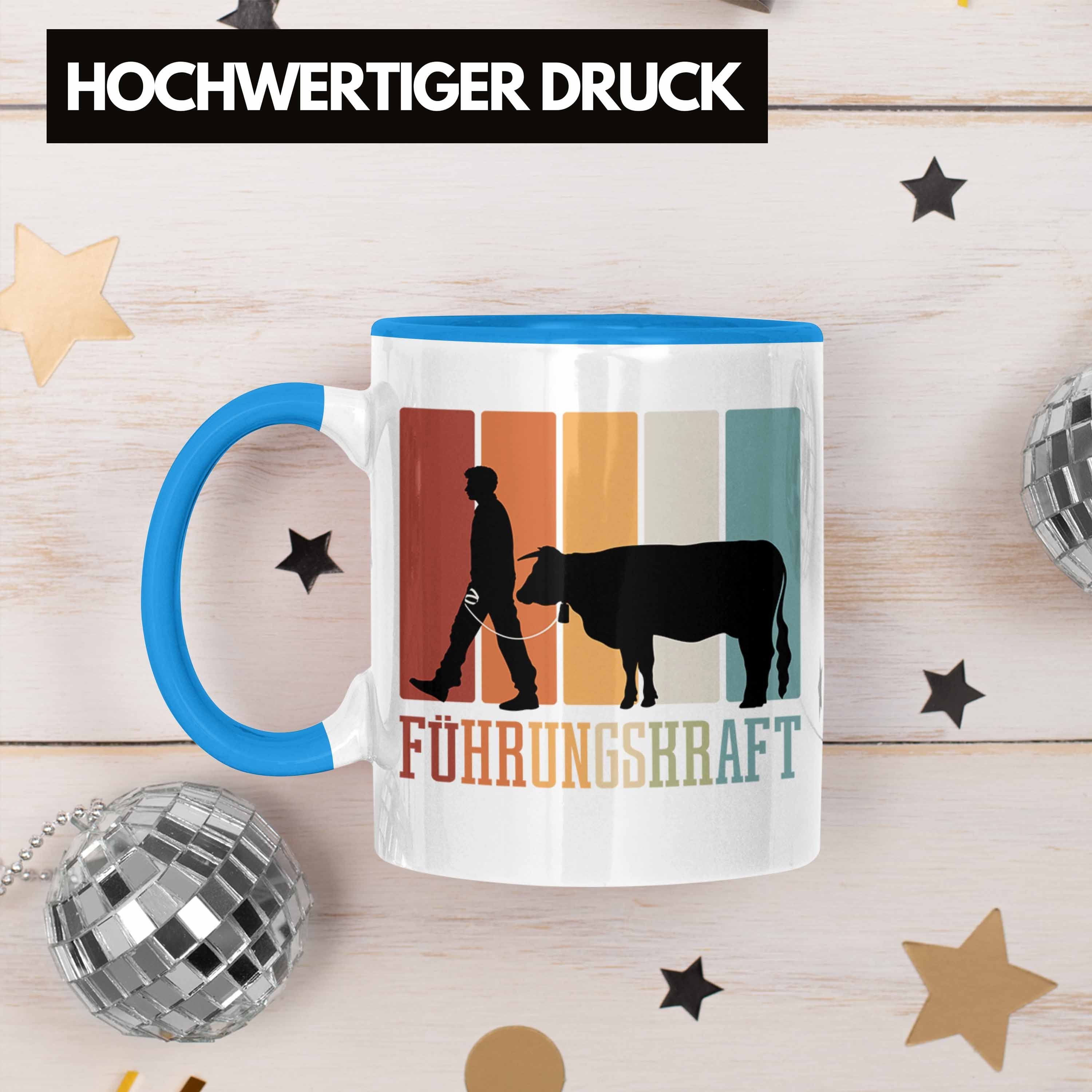 Trendation Landwirt Kaffee-Becher Blau Kuh Bauer Tasse für Tasse Führungskraft Tasse Bauern