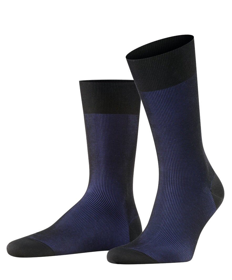FALKE Socken Tagessocke Crew Fine Shadow (eleganter Business-Strumpf) blauschwarz